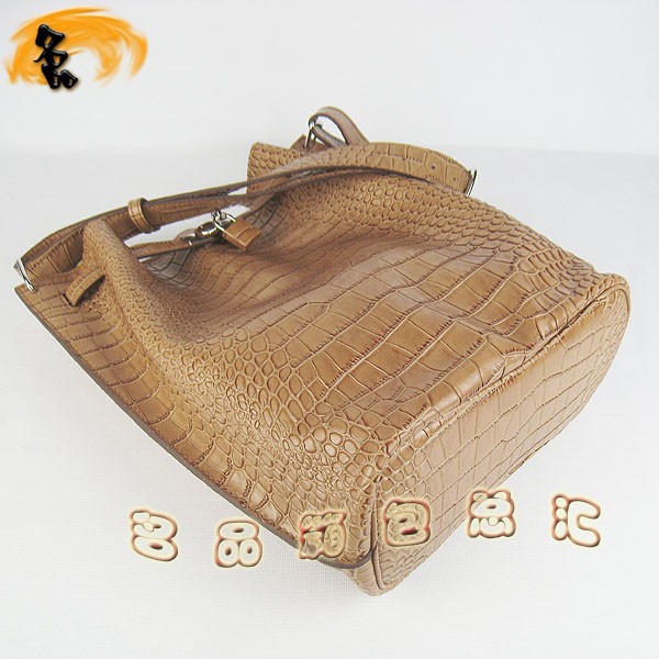 2804 愛馬仕斜挎包 Hermes最新款時(shí)尚休閑女包 鱷魚紋 Hermes單肩包 淺啡色