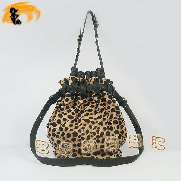 63462 水桶包 Alexander Wang最新款女士單肩包 斜挎包 亞利山大王女包 豹紋馬毛 啡色