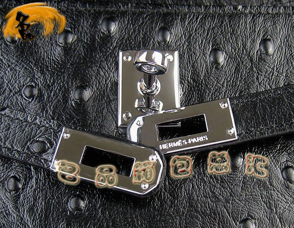 H008 最新款Hermes女包 手提包 愛(ài)馬仕晚宴包 Hermes Kelly Bag 凱莉包 鴕鳥紋 黑色