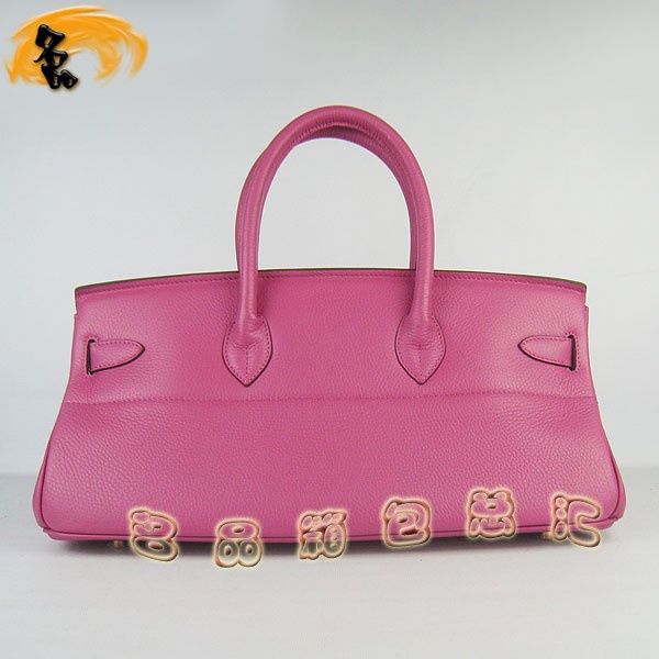 6109 Hermes經(jīng)典 Hermes時尚休閑女士 Birkin 鉑金包 手提包 荔枝紋 42 桃紅色金扣