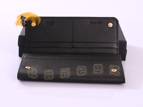 1M1132 Prada最新款 時尚牛皮女士長款錢夾 普拉達錢夾 Prada錢包 女包 黑色