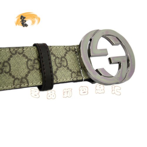 114876 Gucci經典款時尚女士皮帶 Gucci皮帶 古奇PVC面料女士皮帶 Gucci腰帶 啡色