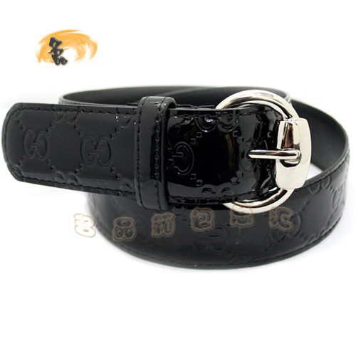 162942 經典款Gucci時尚漆皮女士皮帶 Gucci皮帶 古奇牛皮女款皮帶 Gucci腰帶 黑色