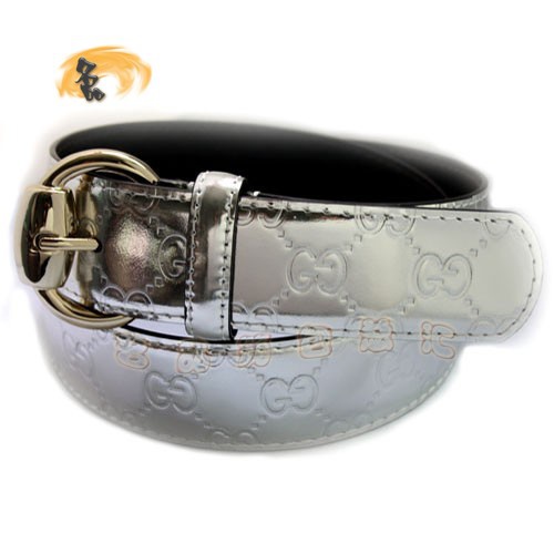 162942 經典款Gucci時尚漆皮女士皮帶 Gucci皮帶 古奇牛皮女款皮帶 Gucci腰帶 銀色