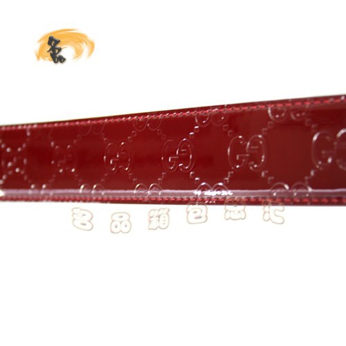 201790 Gucci皮帶 經典款Gucci時尚牛皮雙G壓花女士皮帶 古奇皮帶 漆皮腰帶 紅色