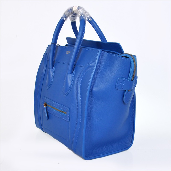 正品賽琳女包笑臉包囧包電光藍(lán)原版皮 大中小手提單肩包