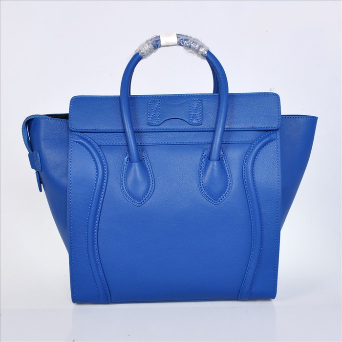 正品賽琳女包笑臉包囧包電光藍(lán)原版皮 大中小手提單肩包