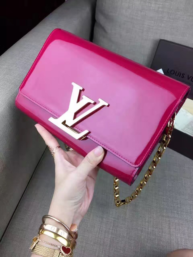 M94270 LouisVuitton 路易威登晚裝包系列Vernis漆皮玫紅色女式手拿包