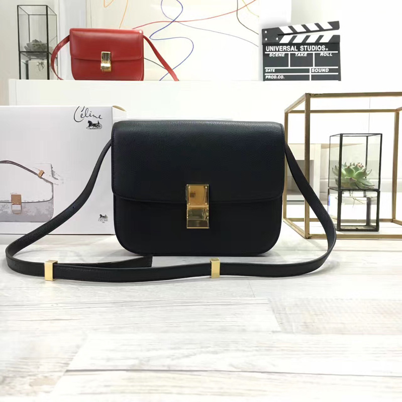 賽琳Celine box女包 賽琳豆腐包 Celine CLASSIC中號 單肩斜挎包 黑色