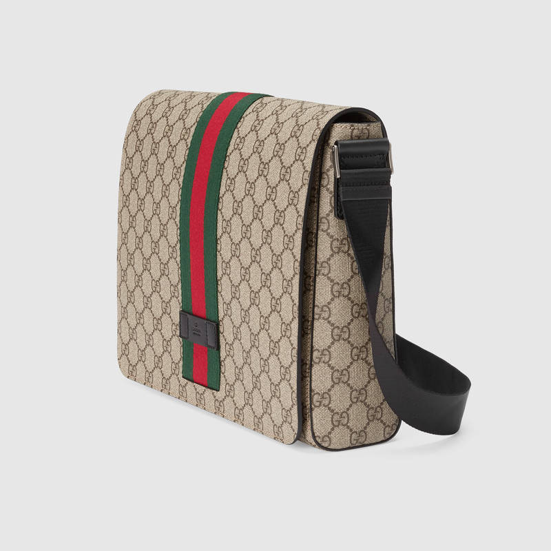 475432 Gucci GG Supreme高級人造革郵差包 Gucci男包 Gucci單肩斜挎包