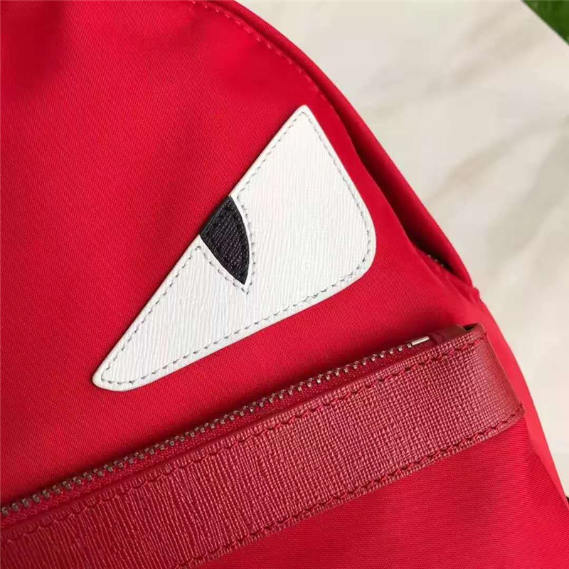 Fendi雙肩包 芬迪經典小怪獸眼睛 芬迪雙肩包 Fendi帆布雙肩包 紅色/白眼