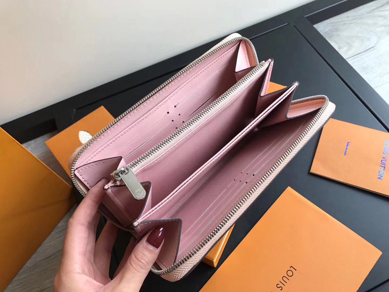 M58429 LV Zippy 拉鏈錢夾 LV錢包 LV全皮穿孔錢夾 粉色