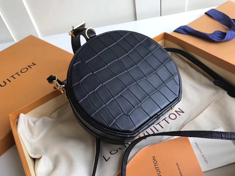 M43510 LV Petite Boite Chapeau 手袋 LV鱷魚紋女包 LV小圓包 黑色