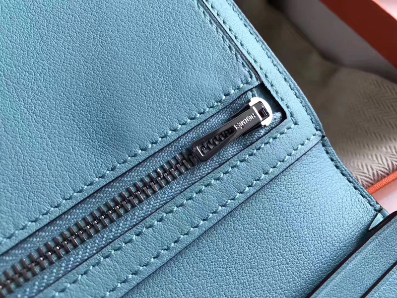 Hermes錢包 愛馬仕Bean H扣錢夾 Hermes錢包 SWIFT皮錢包 CK89藍色