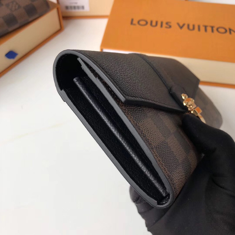 N64449 LV CLAPTON錢夾 LV女士錢包 LV搭扣長款錢夾 LV長款錢包 黑色