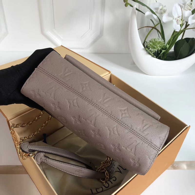 M43931 LV Vavin 小號手袋 LV女包 LV牛皮壓花女包 LV鎖扣包 LV鏈條包 米黃色