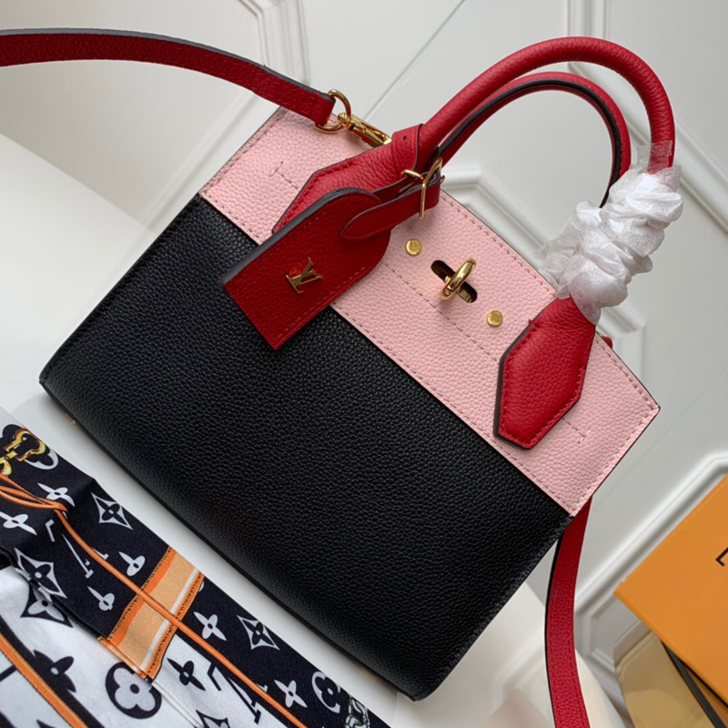M53319 LV City Steamer 中號手袋 LV女包 LV手提單肩包 黑配香檳色