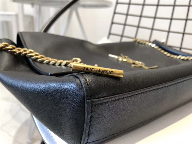 553804 YSL女包 絨面拼皮 兩面可翻 YSL鏈條包 柔軟皮 圣羅蘭單肩斜挎包 黑色