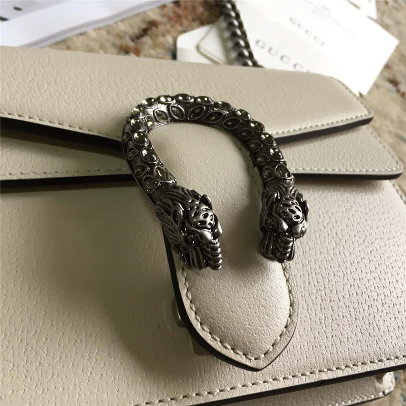 421970 Gucci Dionysus系列 19年新色 荔枝紋 古馳迷你肩背包 奶白色