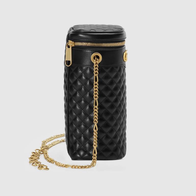 572298 0YKNX 1000 Gucci絎縫皮革腰包 Gucci圓筒包 黑色