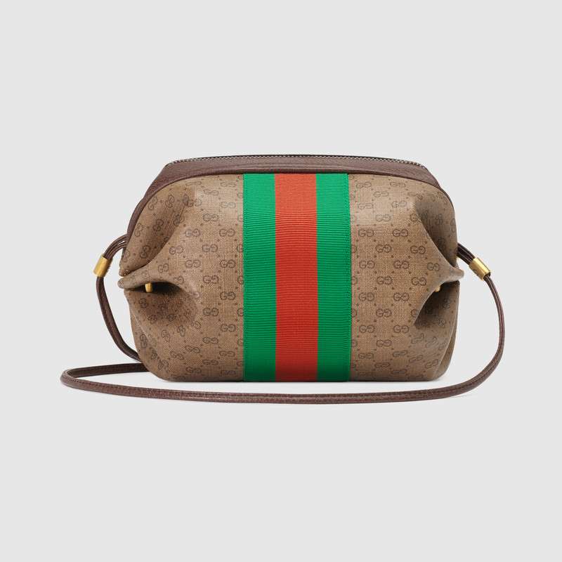 564582 9Y6AT 8361 Gucci 織帶和蝴蝶圖案迷你GG手袋 Gucci手袋 Gucci斜挎包 烏木色