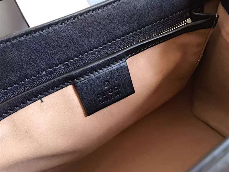 453756 Gucci女包 撞色牛皮 竹節珍珠扣 古馳手提包 寬肩帶單肩包 黑色