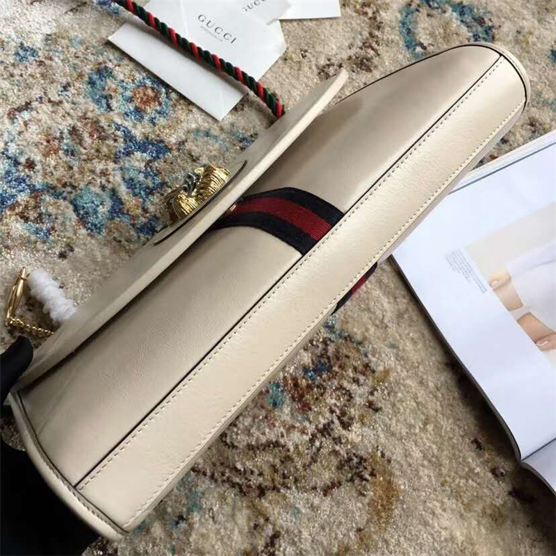 564697 Gucci女包 古馳單肩包 Gucci斜挎包 大號 古馳虎頭標 Rajah系列 白色