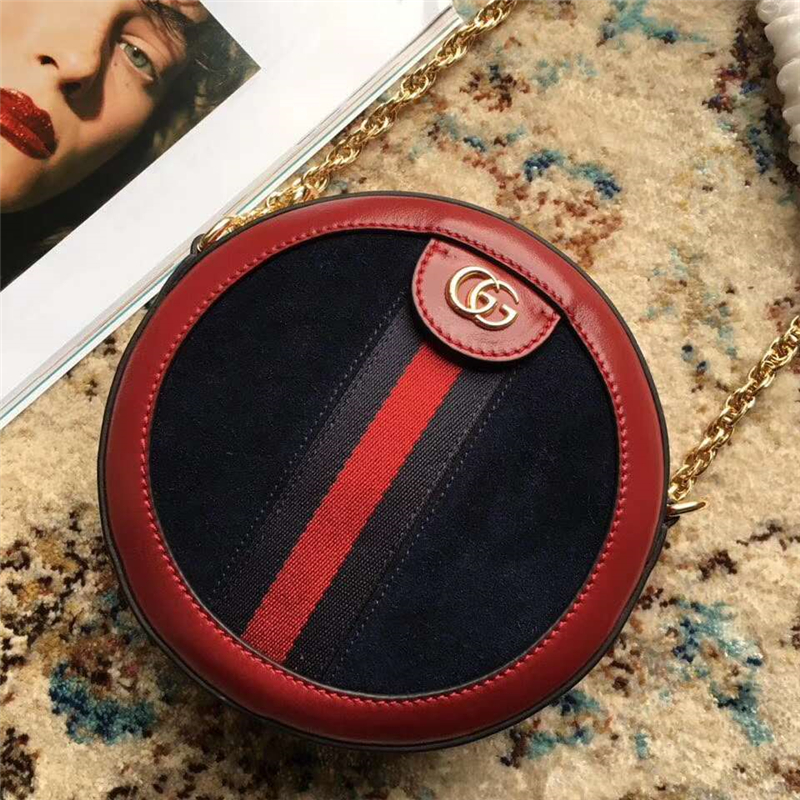 550618 Gucci女包 古馳圓餅包 古馳單肩包 Ophidia mini鏈條包 紅色