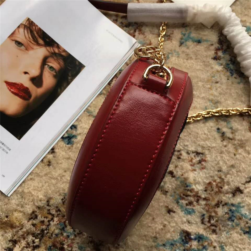 550618 Gucci女包 古馳圓餅包 古馳單肩包 Ophidia mini鏈條包 紅色