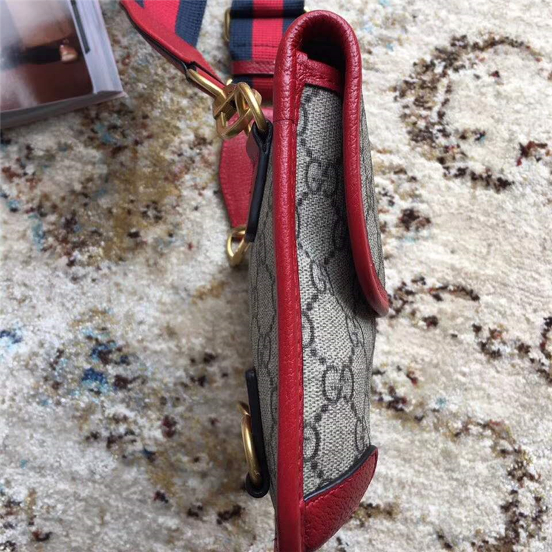 489617 Gucci女包 古馳單肩包 Gucci斜挎包 古馳虎頭標 肩帶可調 紅色