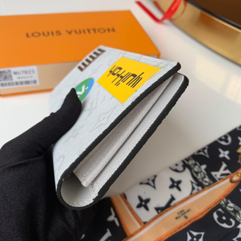 M67822 LV BRAZZA 錢夾 Monogram White 帆布錢包 LV西裝夾 白色