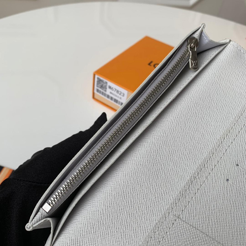 M67822 LV BRAZZA 錢夾 Monogram White 帆布錢包 LV西裝夾 白色
