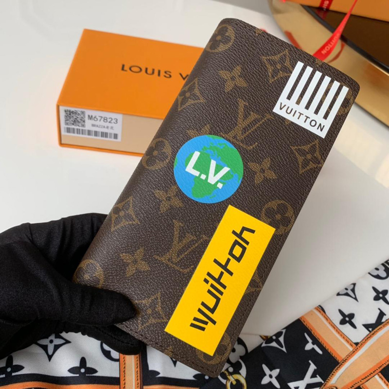 M67823 LV BRAZZA 錢夾 Monogram 帆布錢包 LV西裝夾 老花