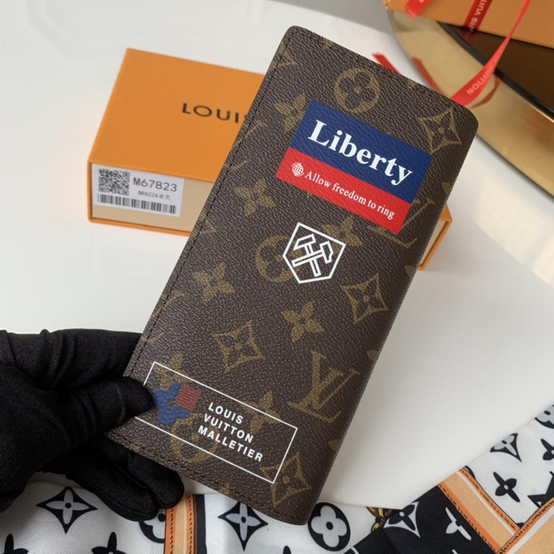 M67823 LV BRAZZA 錢夾 Monogram 帆布錢包 LV西裝夾 老花