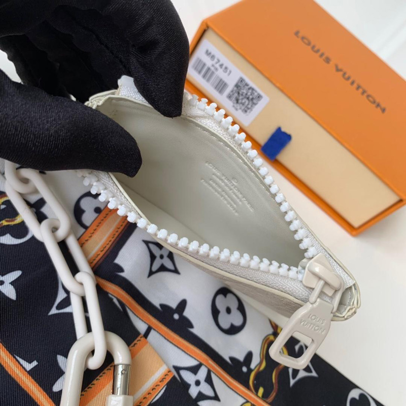 M67451 LV鑰匙包 Taurillon Monogram小公牛皮零錢包 粉白色