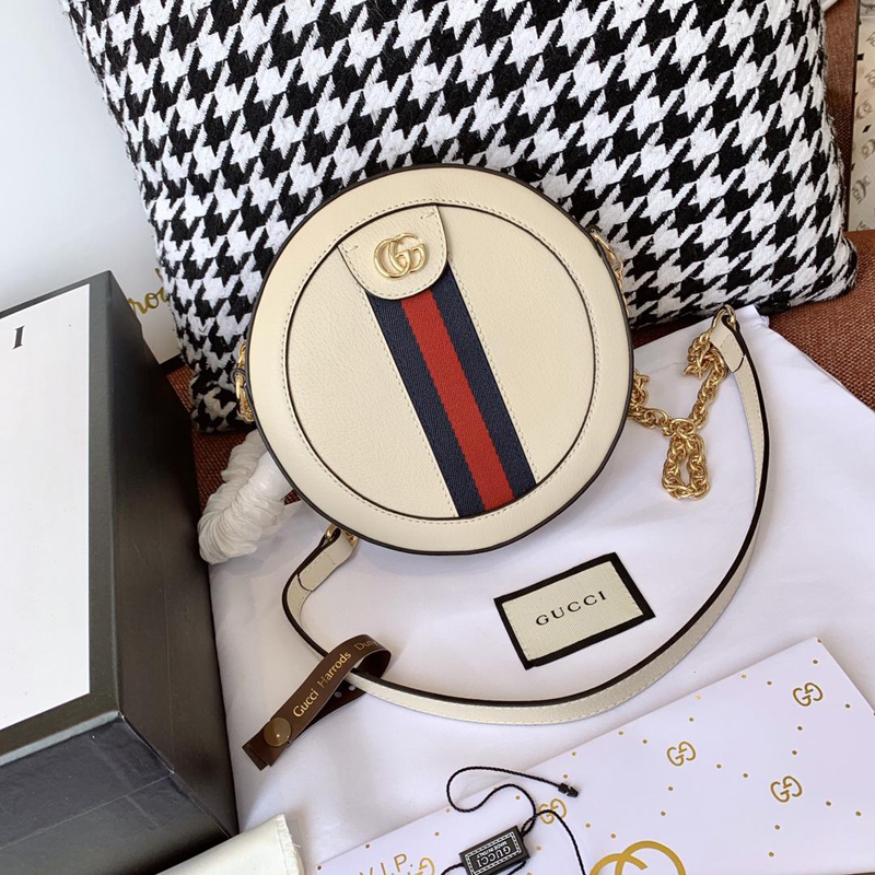 550618 CWG1G 8454 Gucci Ophidia 系列圓形迷你肩背包 白色