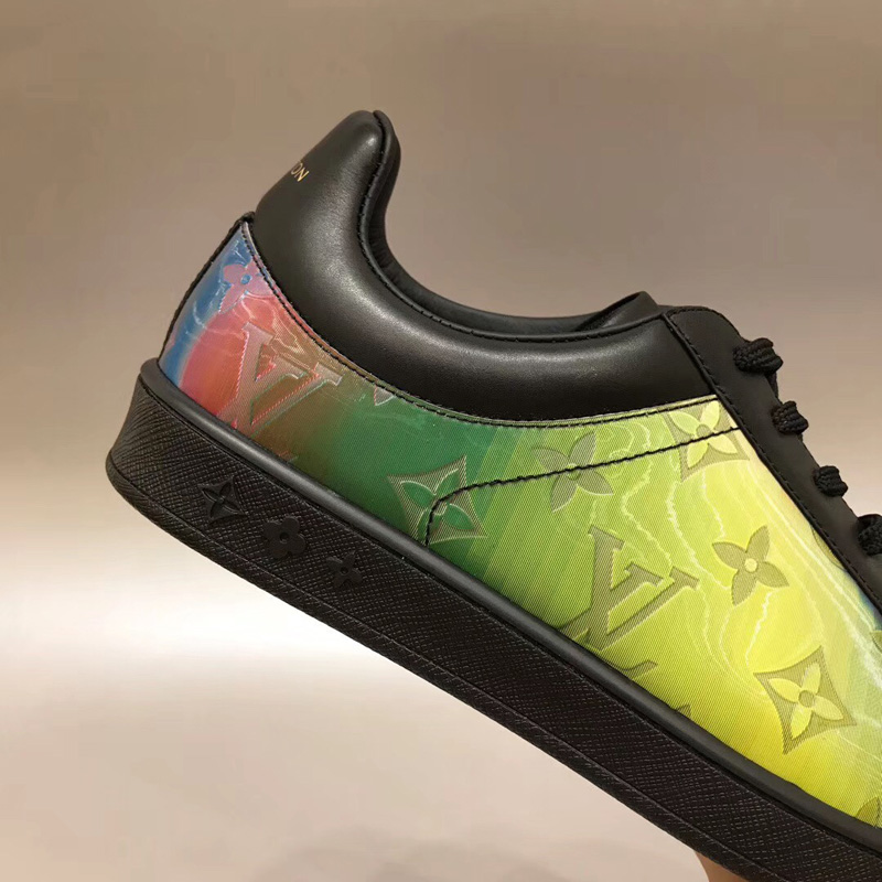 1A5HBY LV LUXEMBOURG 運(yùn)動(dòng)鞋 彩虹色 Monogram 織物和小牛皮男鞋 黑色