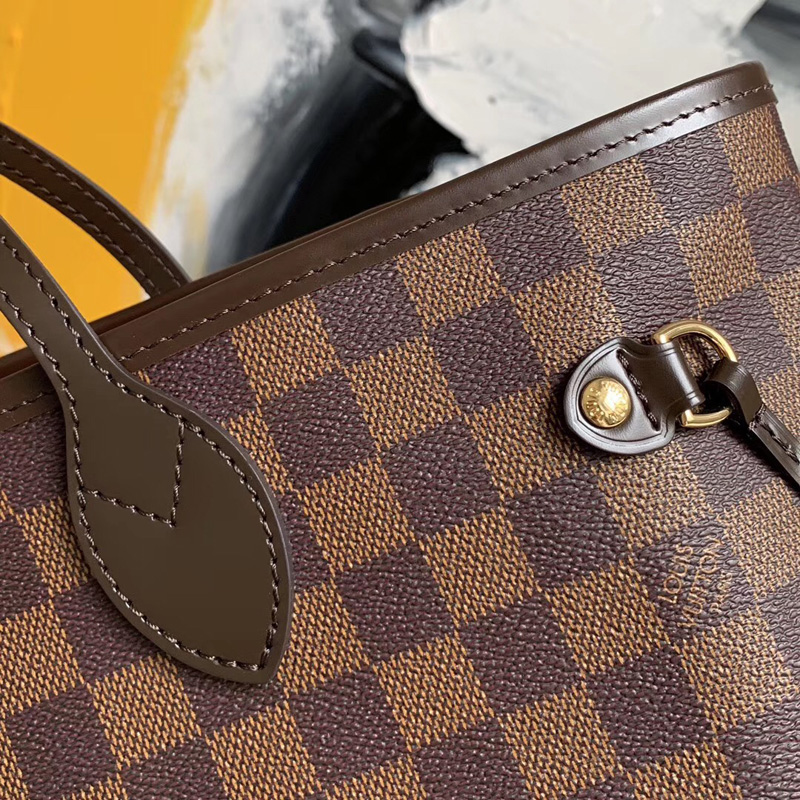 N41603 LV Neverfull 中號手袋 Damier Ebene咖啡格 LV購物袋