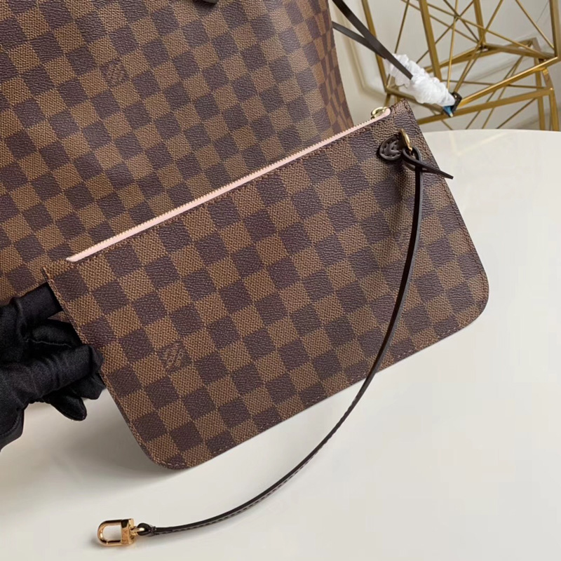 N41603 LV Neverfull 中號手袋 Damier Ebene咖啡格 LV購物袋