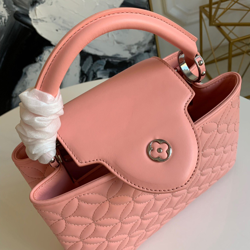 M55534 LV CAPUCINES BB 手袋 Monogram 花卉綿羊皮女包 粉色