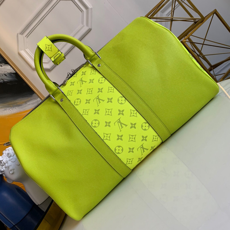 M30235 LV KEEPALL 45旅行袋(配肩帶) LV Taiga 皮革旅行袋 黃色