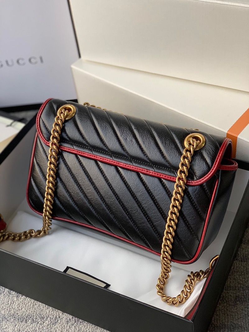 443497 GG Marmont 系列小號肩背包 Gucci2019新款黑色斜紋女包