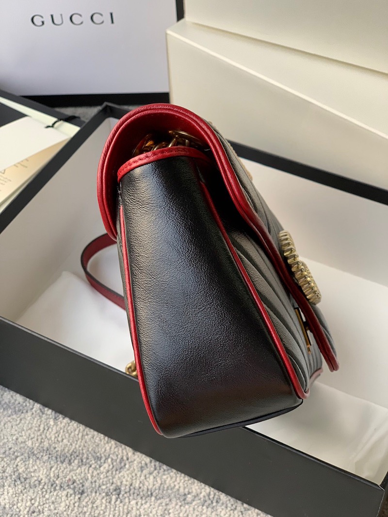443497 GG Marmont 系列小號肩背包 Gucci2019新款黑色斜紋女包