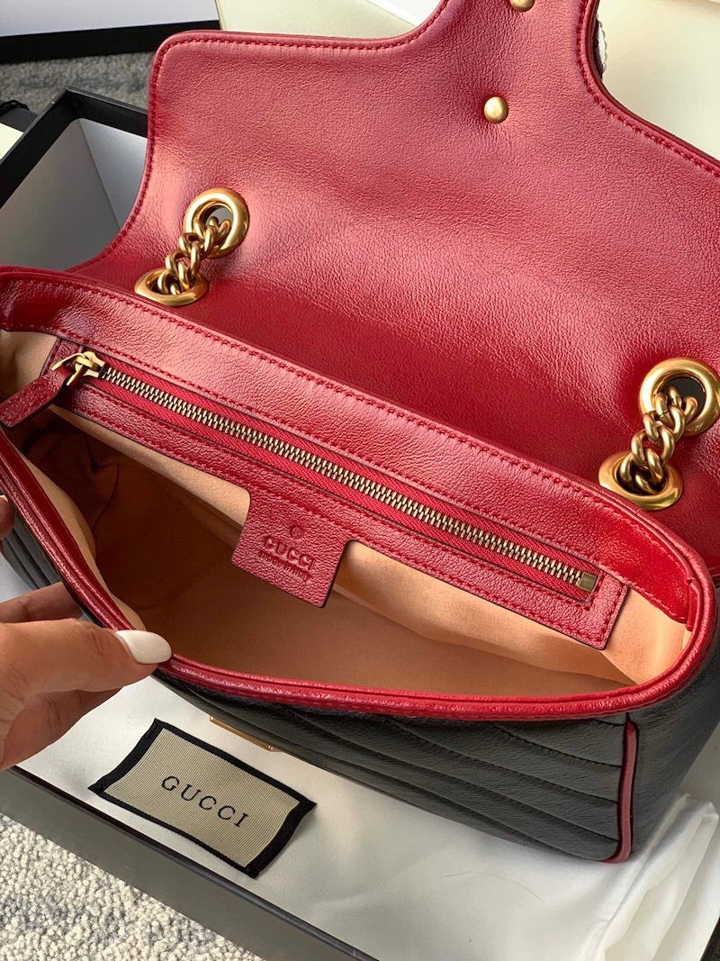 443497 GG Marmont 系列小號肩背包 Gucci2019新款黑色斜紋女包