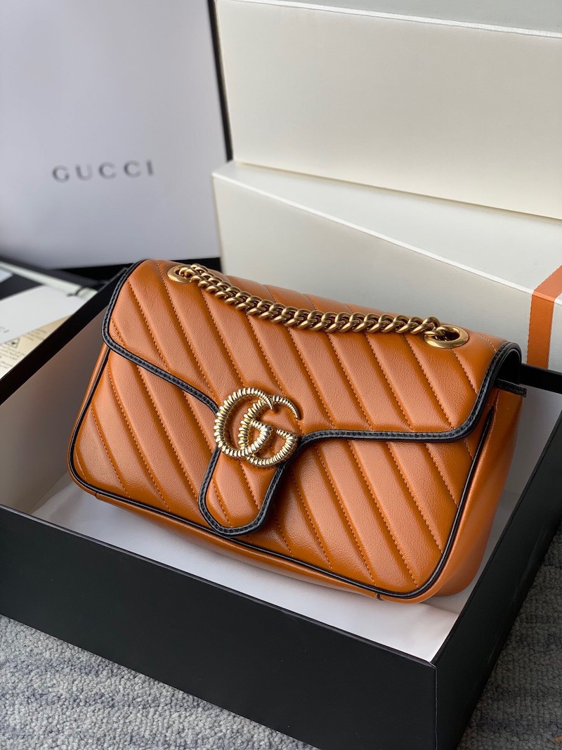 443497 GG Marmont 系列小號肩背包 褐紅色斜紋女包