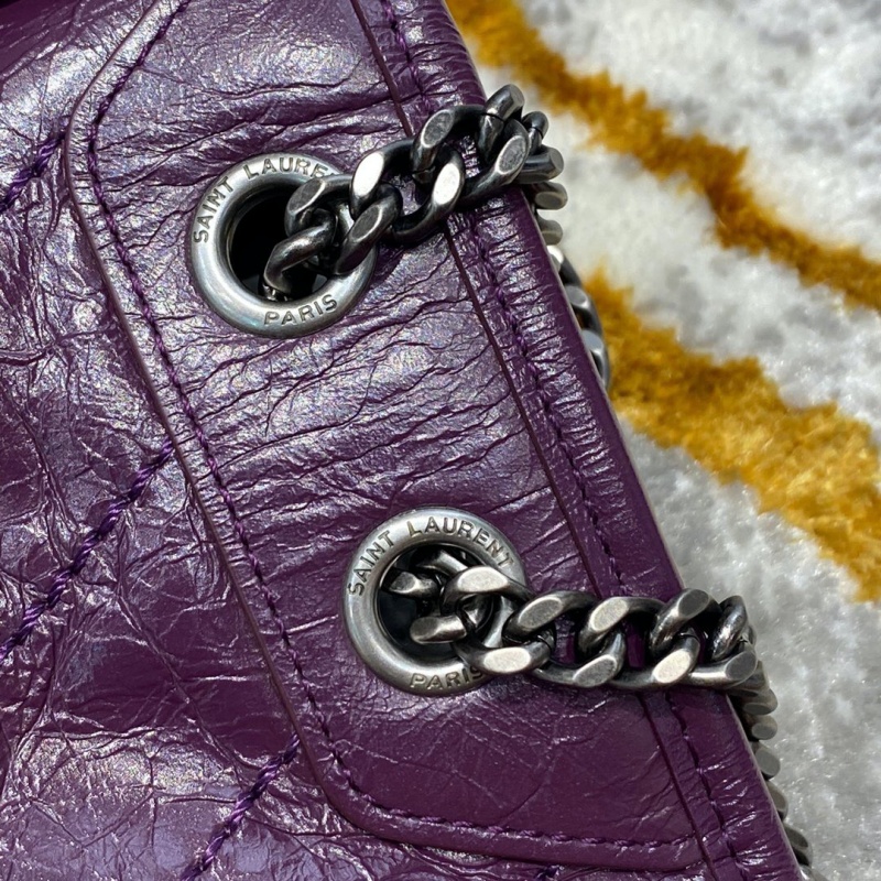533037 YSL圣羅蘭 Niki baby 迷你復古褶皺真皮包 紫色