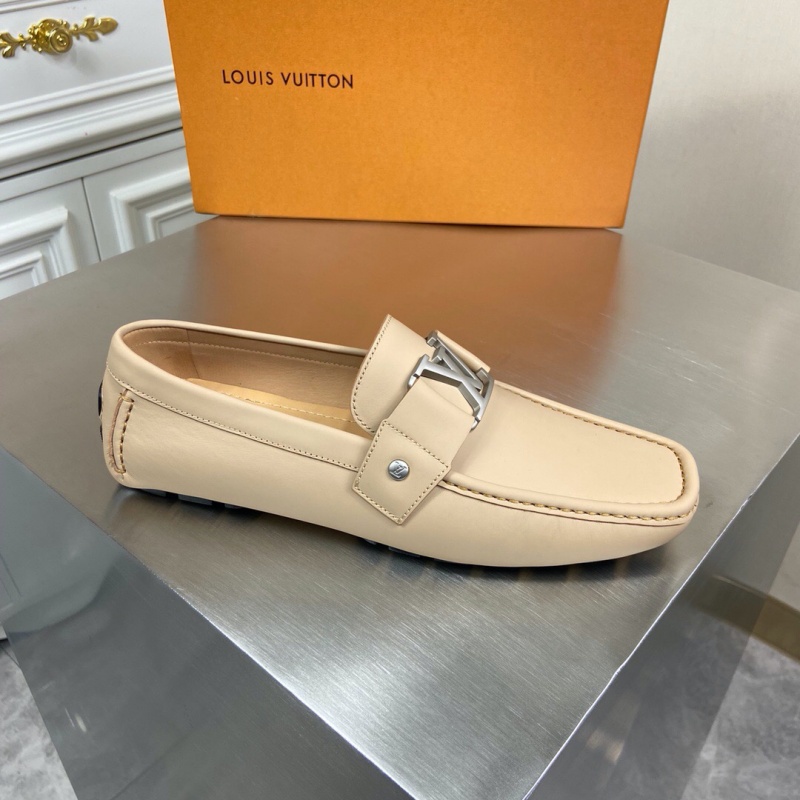 1A4P0X LV MONTE CARLO 便鞋 小牛皮平紋豆豆鞋 樂福鞋 米白色