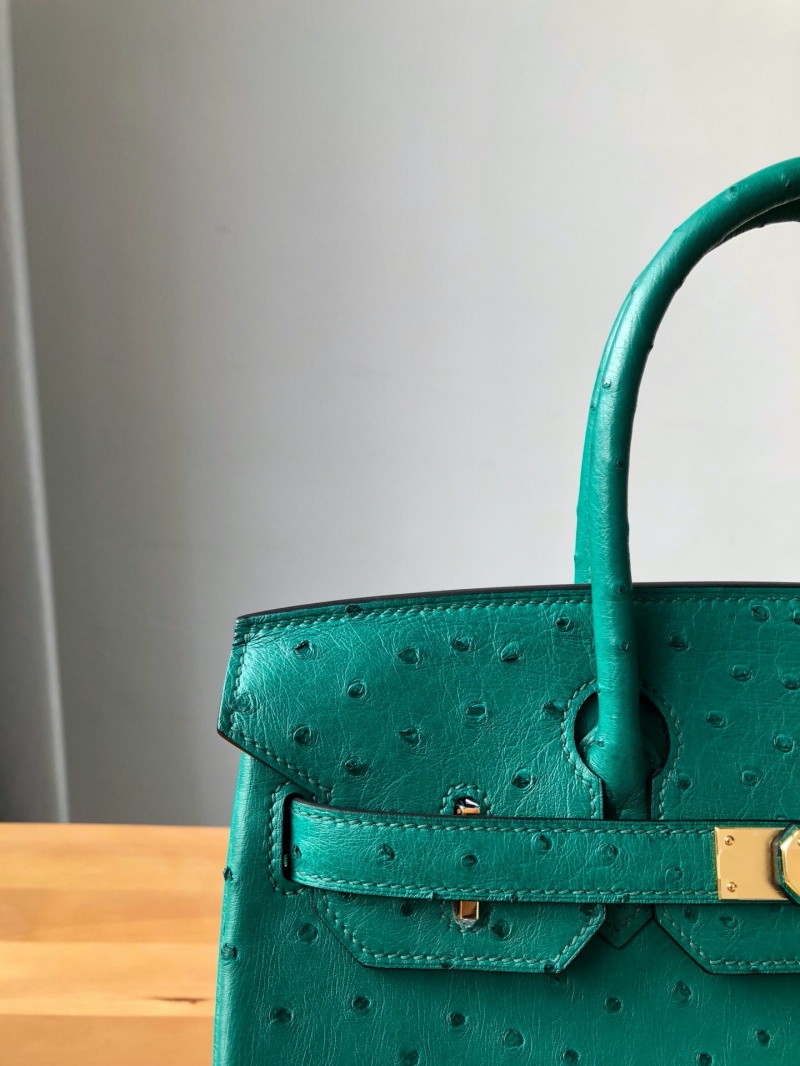 Hermes Birkin 30 愛馬仕鉑金包 純手工定制版 鴕鳥皮 孔雀藍