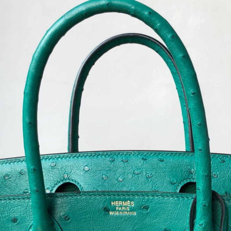 Hermes Birkin 30 愛馬仕鉑金包 純手工定制版 鴕鳥皮 孔雀藍