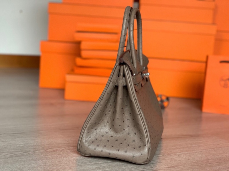 Hermes Birkin 30 愛馬仕鉑金包 純手工定制版 鴕鳥皮 大象灰